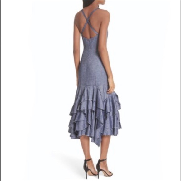 Milly Midi Apron Ruffle Dress-closed Jeans linen - Picture 6 of 14